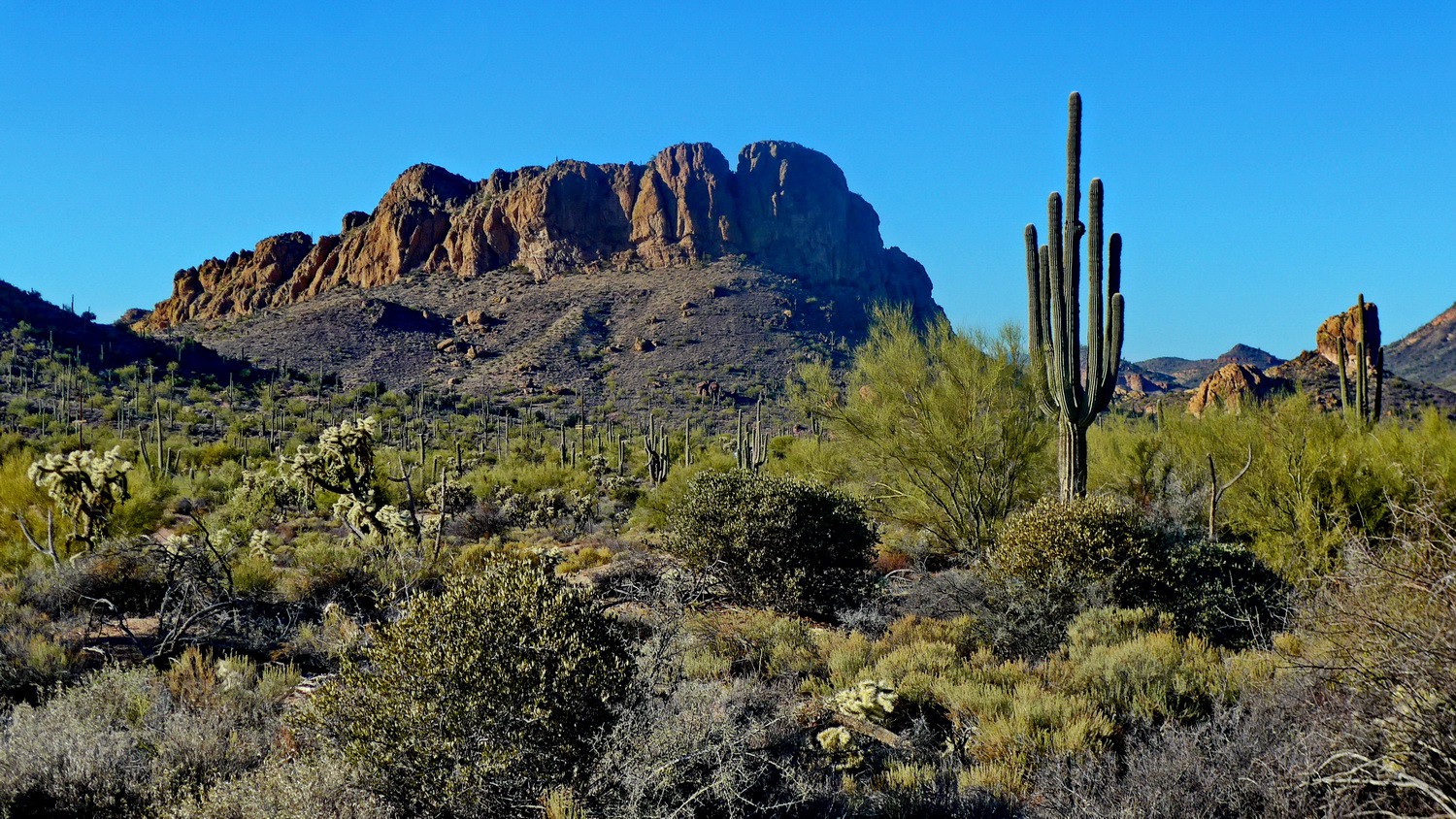 Unkown Rocky Peak in the Superstition Mountains north of our campsite Apache Trail